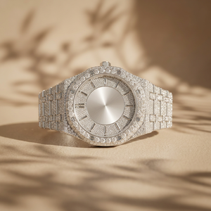 Montre automatique de luxe sportive en acier inoxydable avec cadran en cristal entièrement serti de moissanite, bracelet style hip-hop, mouvement mécanique unisexe - Product Image 1