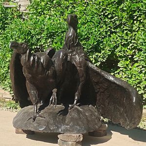 Statue de faucon en bronze grandeur nature, sculpture extérieure, grande œuvre <span class=keywords><strong>d</strong></span>'art de jardin, statue <span class=keywords><strong>d</strong></span>'oiseau de proie en métal, <span class=keywords><strong>d</strong></span>écoration de patio extérieur - Product Image 5