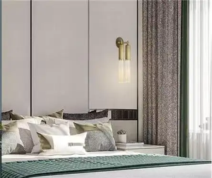 Lámpara de pared de un solo cabezal de estilo nórdico moderno OEM, decoración de bronce, fuente de luz LED marroquí para dormitorio, Base E26, Control táctil - Product Image 2