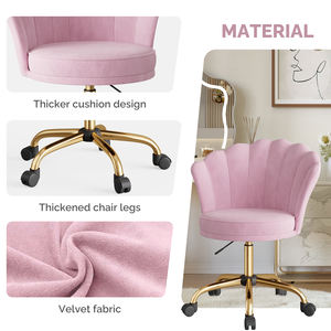 Chaise de coiffeuse pivotante moderne en velours avec dossier en forme de pétale, design ergonomique, hauteur réglable pour chambre, maison, hôtel, dressing - Product Image 3