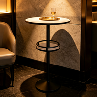 Tavolo da Bar Rotondo con Ripiano Integrato e Colonna di Supporto, Design Moderno per Ristoranti, Bar e Caffè