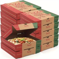 Boîte à pizza personnalisée en papier kraft 7/8/10/12 pouces, emballage alimentaire en carton ondulé biodégradable pour la livraison, avec logo, pour chewing-gum et sushis