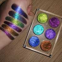 Fard à paupières acrylique dégradé caméléon 6 couleurs haute pigmentation, marque privée, vente en gros, fard à paupières multichrome métallique