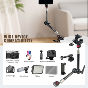 11 \ "Heavy-duty có khớp nối nhôm ma thuật cánh tay kẹp núi 1/4 \" arri định vị Pin & lỗ cho LED ánh sáng điện thoại kim loại siêu kẹp - Product Image 2