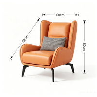 Fauteuil d'appoint de luxe à dossier haut avec repose-pieds en similicuir pour appartement, salon, chambre - Chaise de détente traditionnelle