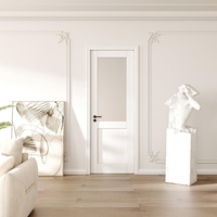 Porte moderne en bois pour chambre à coucher Panneau de verre design Porte intérieure en bois blanche Porte intérieure demi-bois demi-verre pour habitation