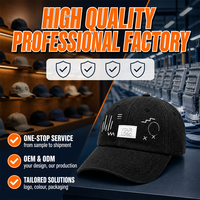 Casquette de baseball personnalisée avec logo, 6 panneaux, non structurée, visière incurvée, noire délavée, vente en gros, fournisseur direct d'usine OEM ODM