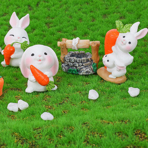 Dessin animé mignon lapin jardinage petit animal résine accessoires artisanat personnalisé maison micro paysage ornement vente en gros - Product Image 4