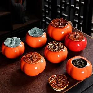 MSH Creative Persimmon Porcelain Tea Coffee Sugar Jar Business Gift Ceramic Cans Wholesale