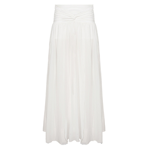 Jupe longue fendue en mousseline style resort, respirante, taille naturelle, coupe trapèze pour femme - Product Image 6