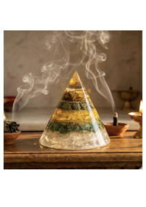 Pirámide de Ágata Mirani de Lujo con Piedras Preciosas Doradas, Citrino, Ojo de Tigre y Pirita - Decoración Ecológica para el Hogar y Regalo - Product Image 5