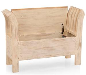 Banco de pecho de madera maciza de mango, asiento marrón vintage, acabado envejecido para espacios al aire libre, parques de granja, gimnasios, centros comerciales, supermercados - Product Image 2