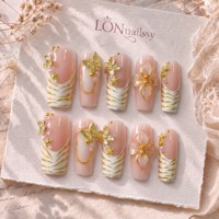Prêt pour le dropshipping : Faux ongles à presser faits main, French 3.0, courbes carrées, couvrance totale, PMMA, texture 3D, 10 pièces
