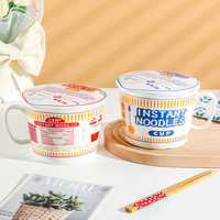 OEM Bol pour nouilles instantanées ramen en céramique japonaise Bol pour nouilles instantanées avec couvercle et poignée