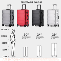 Valise à roulettes en alliage d'aluminium de 20/24/29 pouces, étanche, avec serrure à code TSA, valise en métal durable