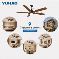 Ventilateur de plafond LED BLDC avec télécommande, 56 pouces, 5 pales en ABS, pour hôtels, restaurants, usines OEM ODM