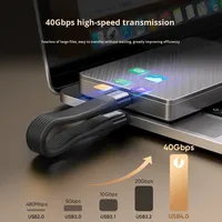 Kabel Gantungan Kunci GL USB4 Tipe-C Male-Male Berjalin Konduktor Tembaga Berlapis Timah 240W PD Pengisian Cepat Transfer Data 40Gbps 8K/60Hz