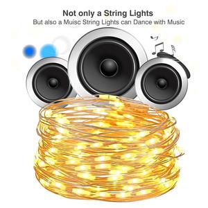 <span class=keywords><strong>Guirlande</strong></span> lumineuse <span class=keywords><strong>LED</strong></span> musicale activée par USB, 5M/10M, <span class=keywords><strong>fil</strong></span> de cuivre argenté, pour extérieur, Noël, décoration de la maison, effets sonores - Product Image 2