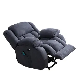 Modern Single Seat Electric Power Lift Recliner Chair with Massage Heat and USB Ports Elderly Home Theater Seat-Grey Extendable