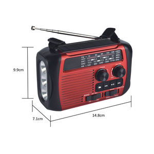Radio de manivela manual de emergencia con energía solar, ranura para tarjeta BT, radio de alarma SOS portátil multifuncional AM / FM/SW1-2 - Product Image 2