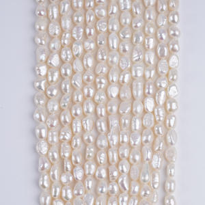 Collier de perles d'eau douce naturelles baroques, matériel de bricolage, perles de Zhuji, 5-6 mm, double face, couleur rose brillant, trous droits, en vrac - Product Image 1