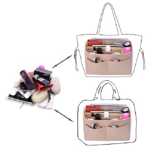 Sac de rangement portable en feutre <span class=keywords><strong>color</strong></span>é pour femme, organiseur de voyage, insert pour sac à main, trousse de maquillage, sac fourre-tout - Product Image 4