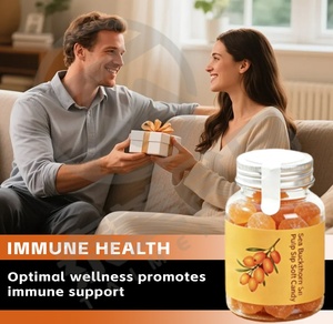 <span class=keywords><strong>Caramelos</strong></span> de Goma Efervescentes Sin Azúcar con Espino Amarillo y Mollete de Pollo, Sabor Afrutado, en Botella, para la Salud Digestiva - Product Image 4