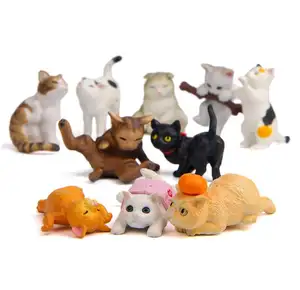 decor realistic sculpture animal Suppliers-Fashion New 10 Kinds Cute Cats Animals Figures Resin Crafts And Arts Realistic Animals