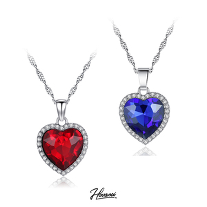 Collana HOVANCI per la Festa <span class=keywords><strong>della</strong></span> <span class=keywords><strong>Mamma</strong></span>, <span class=keywords><strong>Cuore</strong></span> dell'Oceano del Titanic, Gioiello con Catena in Argento, Pendente a <span class=keywords><strong>Cuore</strong></span> Blu con Cristallo Zaffiro - Product Image 2