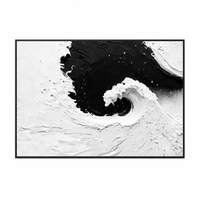 Peinture murale sculpturale sur toile, motif vague océanique audacieuse noir et blanc, pour salon, bureau, décoration côtière