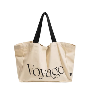 กระเป๋าผ้าใบแฟชั่นผ้าฝ้ายมีหูหิ้วพิมพ์โลโก้ตามสั่งขนาดใหญ่ - Product Image 1