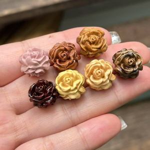 Sandalwood Rose Beads For <b>Jewelry</b> Making Ethnic Style Loose Wood Beads Flower Shape JDPZW50 - Product Image 3
