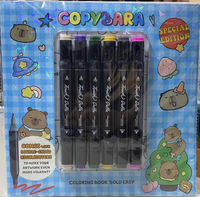 Cahier de dessin animé à couverture rigide Capybara mignon livre de coloriage avec des couleurs vives avec des marqueurs