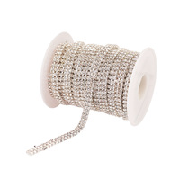 Chaînes en strass double rangée en gros SS6 SS8 SS12, chaînes en verre cristal pour vêtements et accessoires de robe de mariée