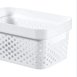 Plastic Storage Basket Rectangle White With Handles For Bathroom Kitchen Organization - Product Image 4