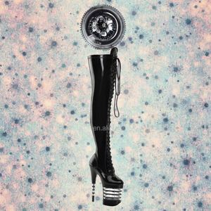 High Quality Side Zipper Over-the-Knee Lace-Up Platform 12CM High Heel Autumn/Winter Fashion Trend Dancing Boots - Product Image 3