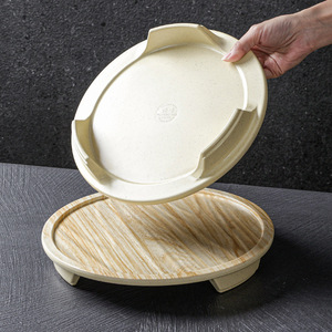 Plateau de service rond en mélamine Xiangyuan, motif grain de bois, pour hôtel et restaurant, 12,5 cm - Product Image 3