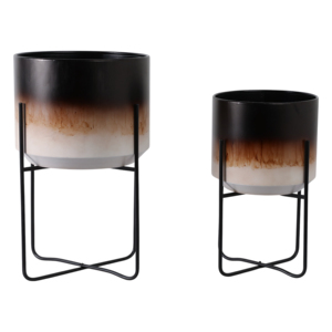 Fioriere in metallo sfumato su supporto, vasi rialzati per piante da interno ed esterno, decorazioni per la casa, contenitori per piante da soggiorno - Product Image 1