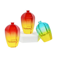Flacon de parfum en verre vide de luxe irrégulier 50ml 100ml, vaporisateur unique personnalisable avec gravure givrée, dégradé, boîte couleur personnalisée