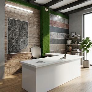 Panneau mural en marbre, motif géométrique, design minimaliste contemporain, décoration intérieure - Product Image 6