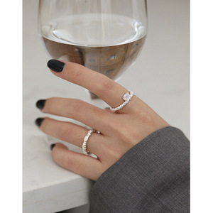 Fine 18k <strong>Gold</strong> Hammered <strong>Opal</strong> <strong>Rings</strong> for Women 925 Sterling Silver Fashion Adjustable Gemstone <strong>Ring</strong> for Women - Product Image 3