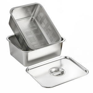 Bandeja Rectangular <span class=keywords><strong>de</strong></span> Acero Inoxidable con Asas <span class=keywords><strong>y</strong></span> Tapa, Borde Profundo, Recipiente para Almacenamiento <span class=keywords><strong>de</strong></span> Alimentos para Hoteles, Catering <span class=keywords><strong>y</strong></span> Buffet - Product Image 6