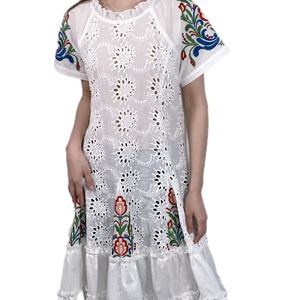 Robe Bohème Gothique Brodé de Fleurs, Robe de Soirée Décontractée Ucraine & Ghana, Robes Amples en Lin à Manches Longues pour Femmes - Product Image 6