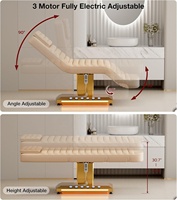 Lit de Soin Électrique Moderne avec Base Lumineuse LED, Lit de Spa Facial Incurvé Noir de Luxe, Mobilier de Salon de Beauté Réglable, Lit de Beauté