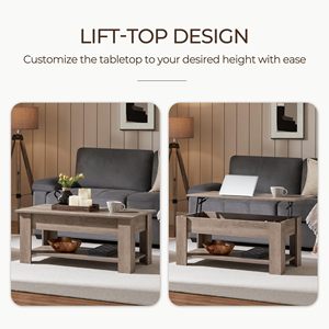 Table basse relevable SENYU avec compartiment de rangement dissimulé, moderne, pour entrée, chambre, salon, 38,6 pouces de long, gris - Product Image 2