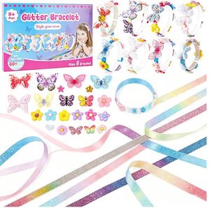 Girls Creative <b>Headband</b> Kit DIY Hair Clips Pins Ribbons Flowers Gems Glue Dots Birthday Party Toy Wholesale Set - Product Image 1
