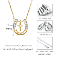Bijoux cheval Offre Spéciale 925 argent Sterling plaqué or cubique Zircon croix fer à cheval pendentif collier