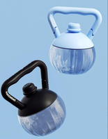 Bouteille d'eau Kettlebell PC 74 oz avec logo personnalisé, couvercle rabattable et poignée, anti-fuite, sans BPA, pour la gym à domicile et le fitness