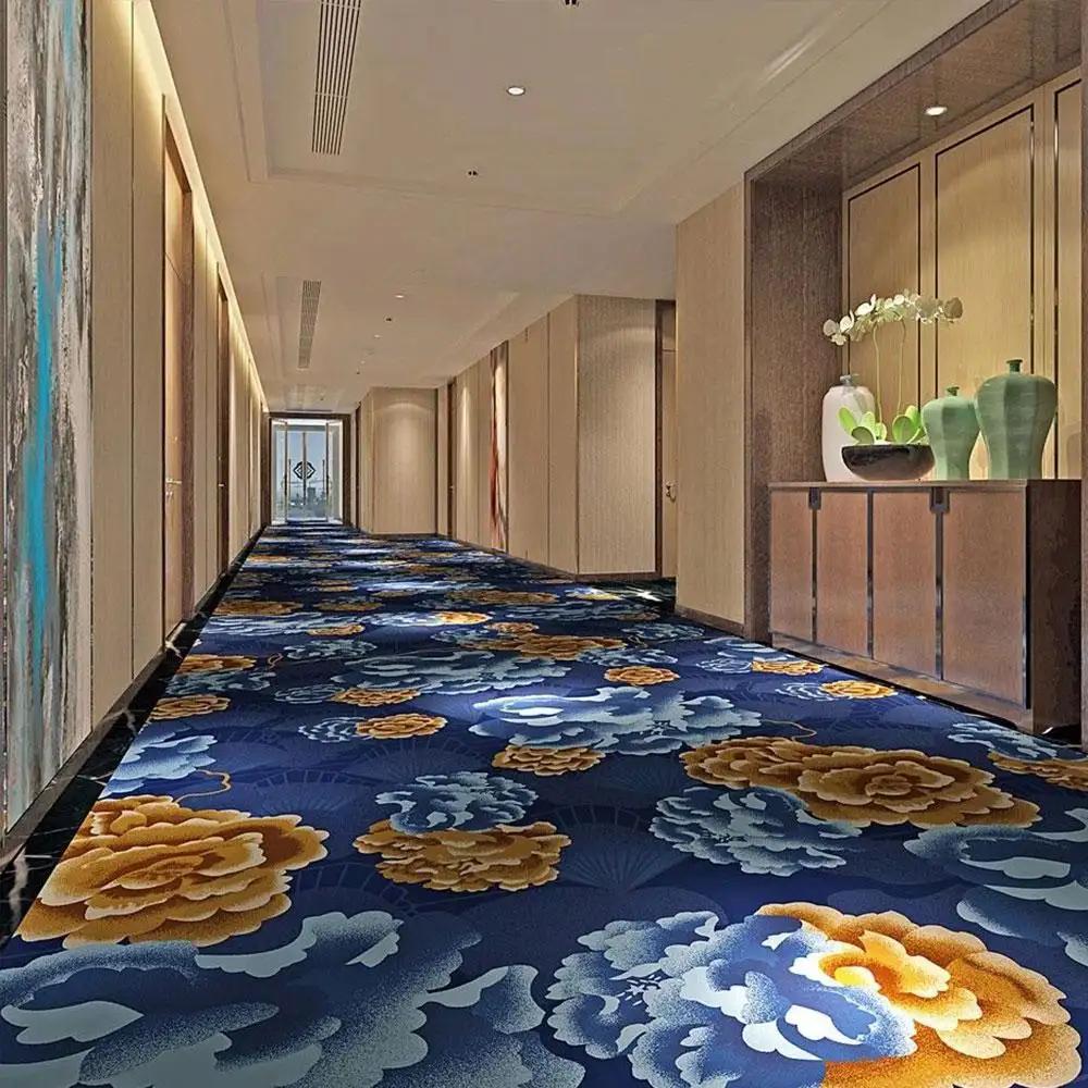 Custom Wool Nylon Axminster 5 star Hotel Carpet Wall to Wall for Hotel Banquet Hallway Corridor Hospitality Carpet