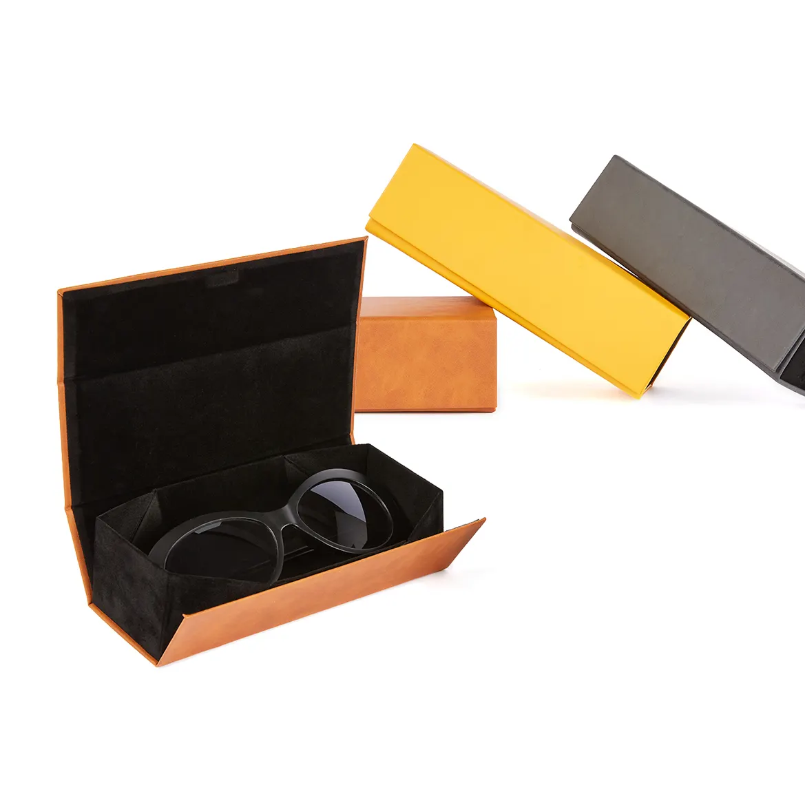패션 PU 가죽 접는 삼각형 선글라스 상자 광학 안경 포장 케이스 사용자 정의 로고 수제 안경 케이스